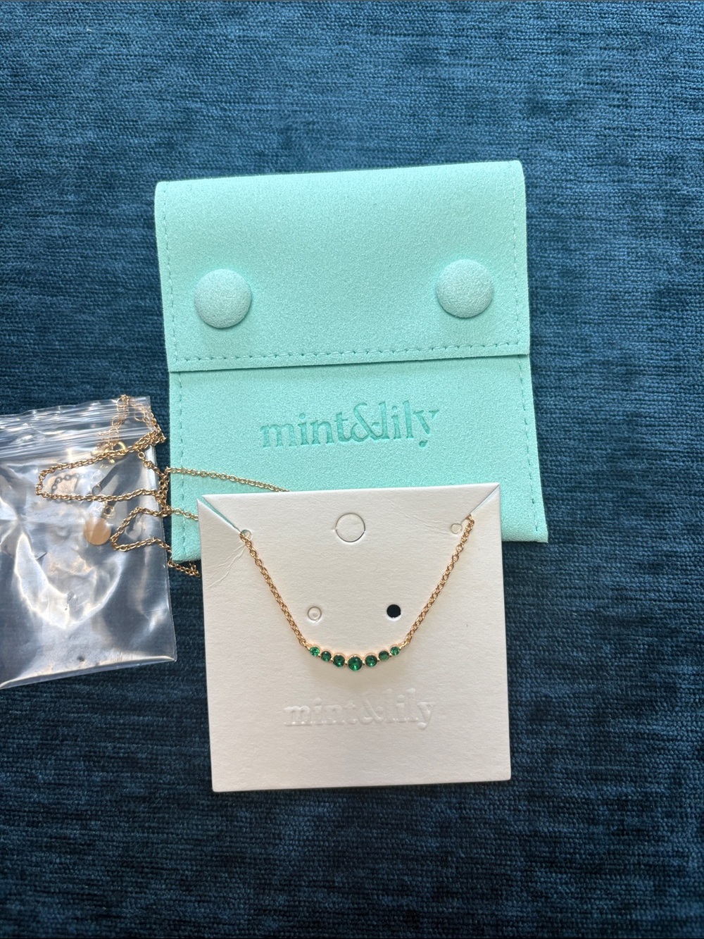 NWOT Mint & Lily Gold Chain Necklace with Green Stones